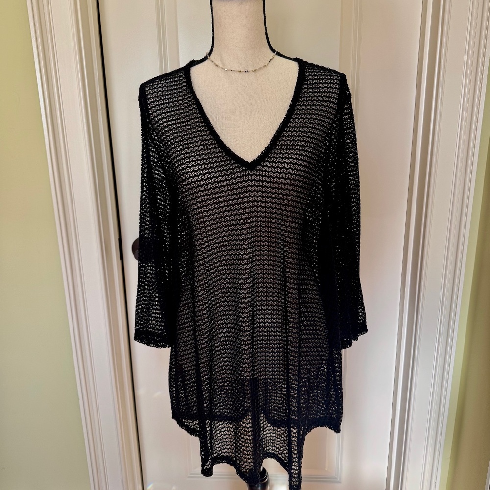Jordan Taylor long sleeve Swim Cover-Up - Black- NWT - Size L